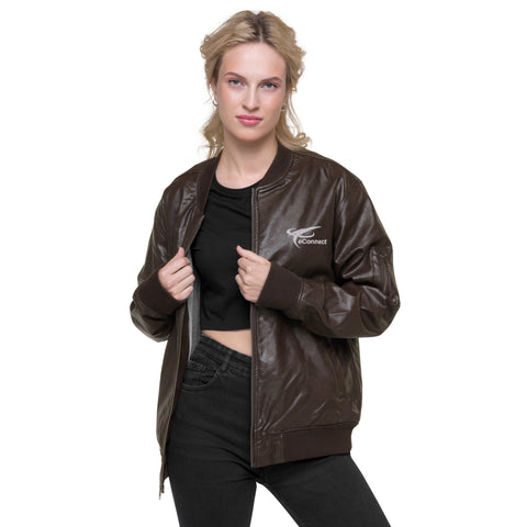 Women's Leather Bomber Jacket